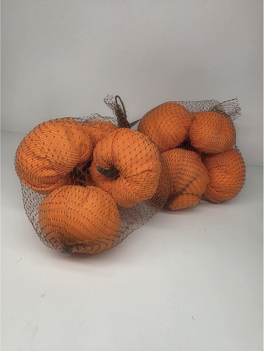 Bag Of Knit Fabric Pumpkins Arts & Crafts Decor Perfect Harvest Orange  2 Pack